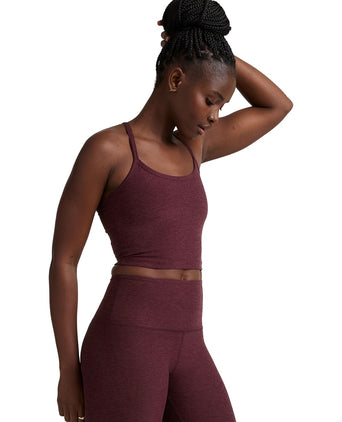 Spacedye Slim Racerback Cropped Tank - Midnight Burgundy Heather