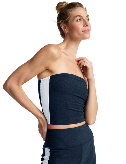 Beyond Yoga Spacedye Strapless Stripe Top - Nocturnal Navy/Cloud Whiteimage2- The Sports Edit