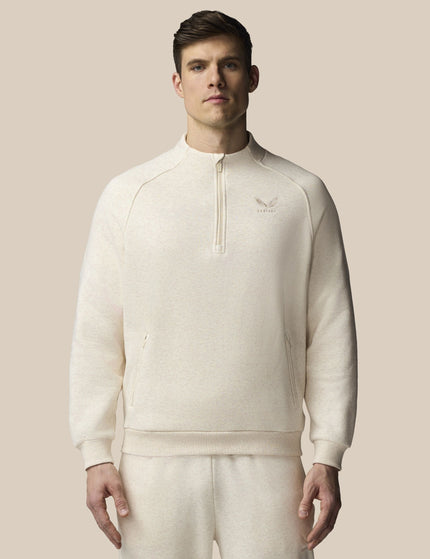Castore Adapt Cotton Fleece Quarter Zip Sweatshirt - Oatmeal Marlimages1- The Sports Edit
