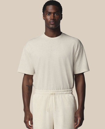 Adapt Cotton Short Sleeve Loose Fit T-Shirt - Oatmeal Marl