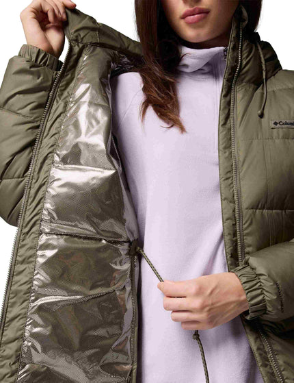 Columbia Pike Lake III Long Hooded Puffer Jacket - Stone Greenimage4- The Sports Edit