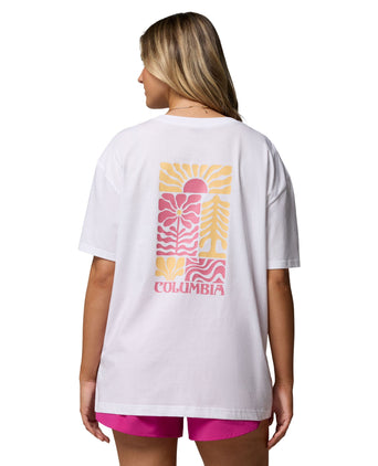 Rolling Bend Graphic Oversized T-Shirt - White/Floral Groove