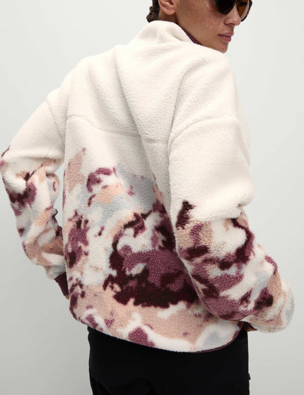 Goodmove Borg Printed Funnel Neck Zip Up Fleece Jacket - Ivory Miximage2- The Sports Edit