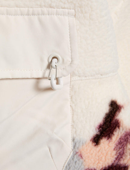 Goodmove Borg Printed Funnel Neck Zip Up Fleece Jacket - Ivory Miximage5- The Sports Edit
