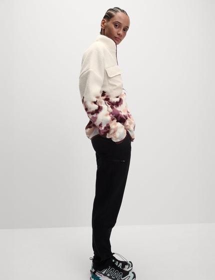 Goodmove Borg Printed Funnel Neck Zip Up Fleece Jacket - Ivory Miximage4- The Sports Edit