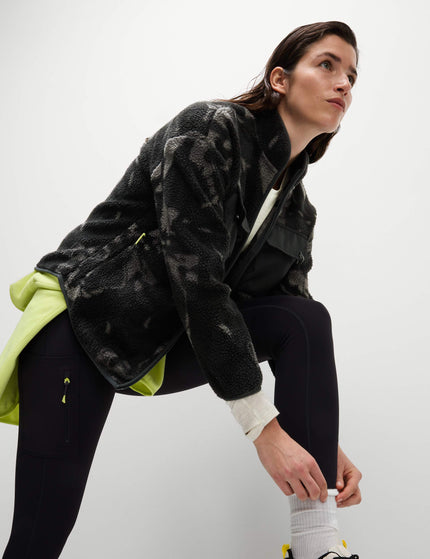 Goodmove Borg Printed Funnel Neck Zip Up Fleece Jacket - Medium Grey Miximage3- The Sports Edit
