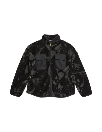 Goodmove Borg Printed Funnel Neck Zip Up Fleece Jacket - Medium Grey Miximage6- The Sports Edit