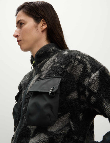 Goodmove Borg Printed Funnel Neck Zip Up Fleece Jacket - Medium Grey Miximages2- The Sports Edit