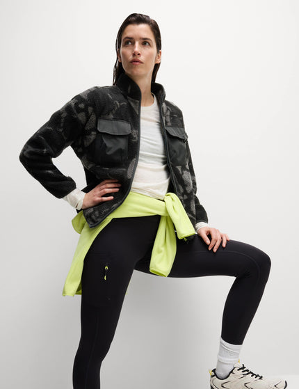 Goodmove Borg Printed Funnel Neck Zip Up Fleece Jacket - Medium Grey Miximage4- The Sports Edit