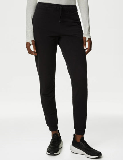 Goodmove Cotton Rich Cuffed High Waisted Joggers - Blackimage1- The Sports Edit