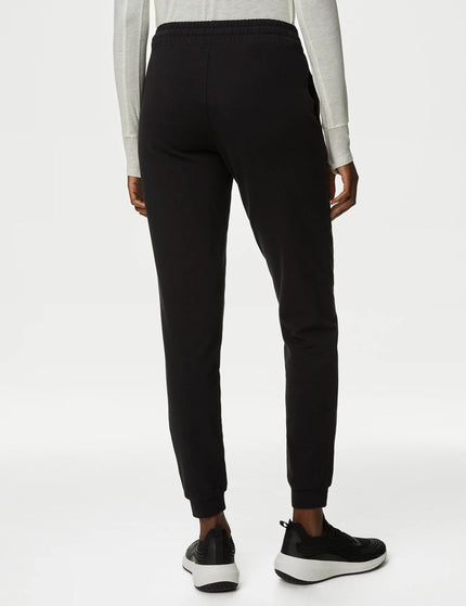 Goodmove Cotton Rich Cuffed High Waisted Joggers - Blackimage2- The Sports Edit