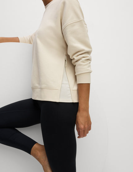 Goodmove Cotton Rich Mesh Panel Relaxed Sweatshirt - Ivoryimage6- The Sports Edit