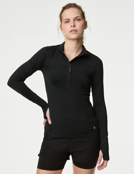 Goodmove Funnel Neck Half Zip Running Top - Blackimage1- The Sports Edit