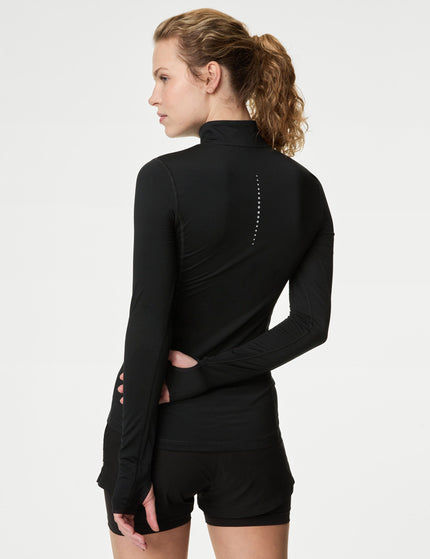 Goodmove Funnel Neck Half Zip Running Top - Blackimage2- The Sports Edit
