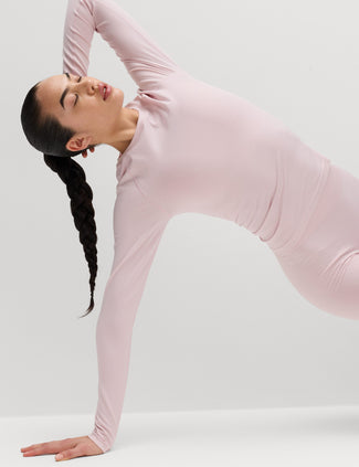 Jacquard Crew Neck Top - Pale Pink