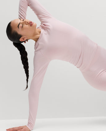 Jacquard Crew Neck Top - Pale Pink