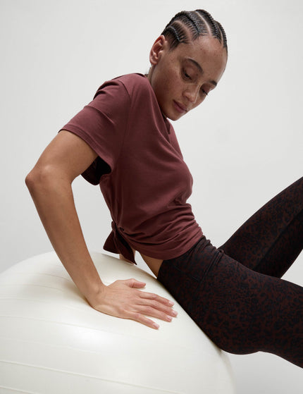 Goodmove Modal Blend Lightweight Tie Back T-Shirt - Dark Taupeimage2- The Sports Edit