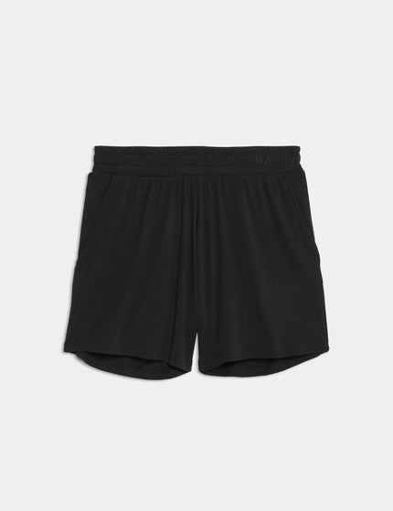 Goodmove Modal Rich Ribbed Relaxed High Waisted Yoga Shorts - Blackimage6- The Sports Edit