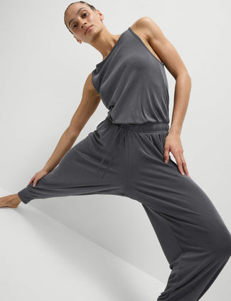 Modal Rich Ribbed Relaxed Jumpsuit - Carbon