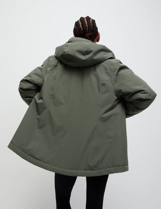 Padded Waterproof Hooded Jacket - Dark Olive