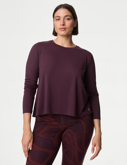 Goodmove Scoop Neck Wrap Back Yoga Top - Blackberryimage1- The Sports Edit