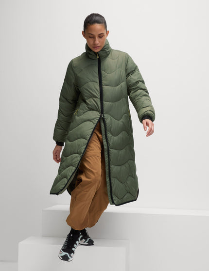 Goodmove Stormwear Quilted Hooded Longline Puffer Coat - Dark Khakiimage1- The Sports Edit