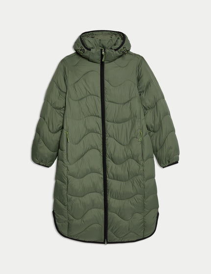 Goodmove Stormwear Quilted Hooded Longline Puffer Coat - Dark Khakiimage8- The Sports Edit