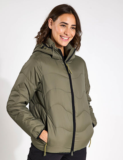 Goodmove Stormwear Quilted Hooded Puffer Jacket - Dark Khakiimage1- The Sports Edit