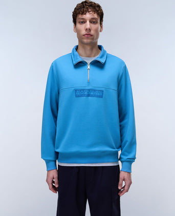 Box Logo French Terry 1/2 Zip Sweatshirt - Blue Jasper