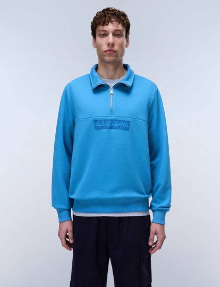 Napapijri Box Logo French Terry 1/2 Zip Sweatshirt - Blue Jasperimages1- The Sports Edit