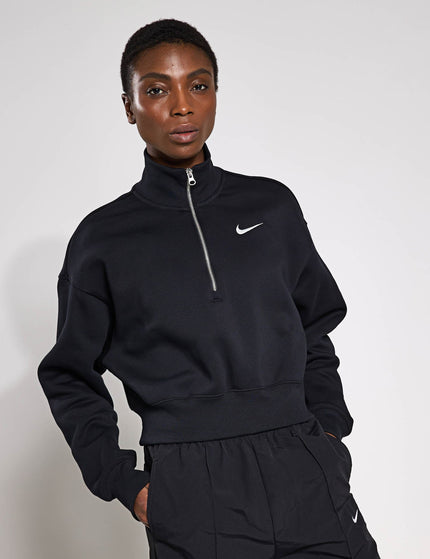 Nike Sportswear Phoenix Fleece Cropped Sweatshirt - Black/Sailimage1- The Sports Edit