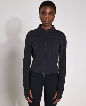 Zenvy Full-Zip Long-Sleeve Top - Black/Cool Grey