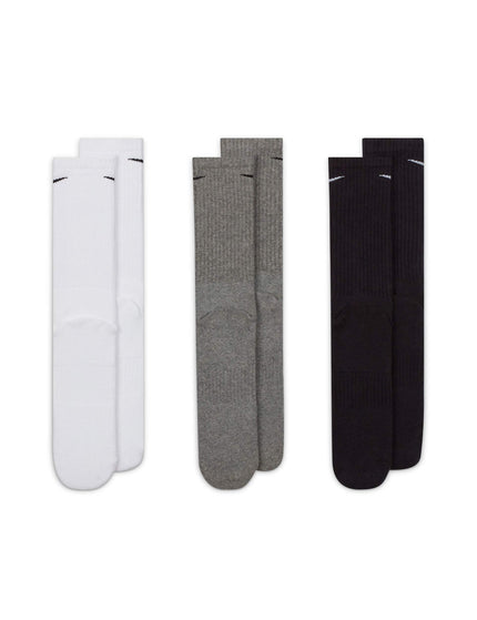 Nike Everyday Cushioned Training Crew Socks (3 Pairs) - White/Grey/Blackimage3- The Sports Edit