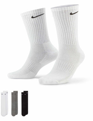Everyday Cushioned Training Crew Socks (3 Pairs) - White/Grey/Black