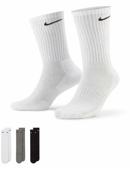 Nike Everyday Cushioned Training Crew Socks (3 Pairs) - White/Grey/Blackimage2- The Sports Edit