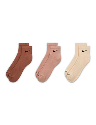 Everyday Plus Cushioned Training Ankle Socks (3 Pairs) - Brown/Pink/Beige