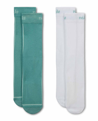 Everyday Plus Lightweight Crew Socks (2-Pair) - White/Green