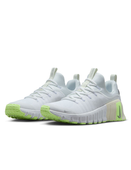 Nike Free Metcon 6 Shoes - White/Metallic Silver/Barely Volt/Sailimage2- The Sports Edit