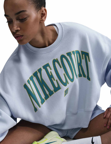 Nike NikeCourt Heritage Phoenix Fleece Over-Oversized Sweatshirt - Football Grey/High Voltage/Mineral Tealimage3- The Sports Edit