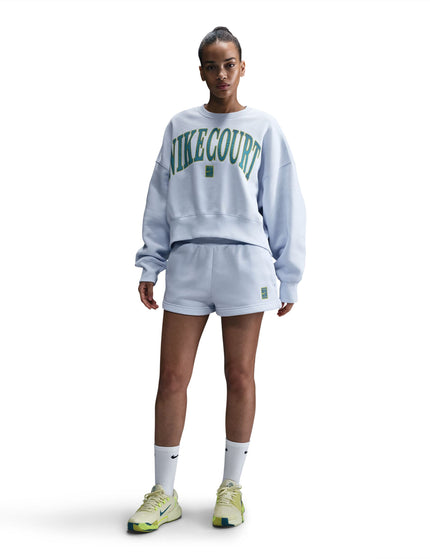Nike NikeCourt Heritage Phoenix Fleece Over-Oversized Sweatshirt - Football Grey/High Voltage/Mineral Tealimage4- The Sports Edit