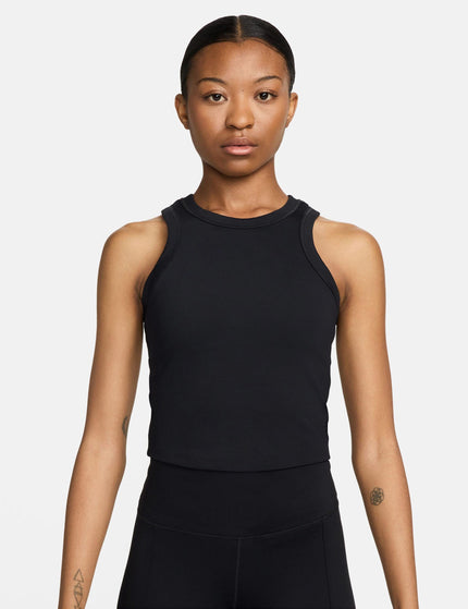 Nike One Fitted Dri-FIT Cropped Tank Top - Blackimage1- The Sports Edit