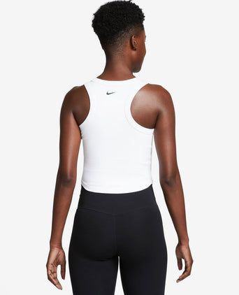 One Fitted Dri-FIT Cropped Tank Top - White/Black