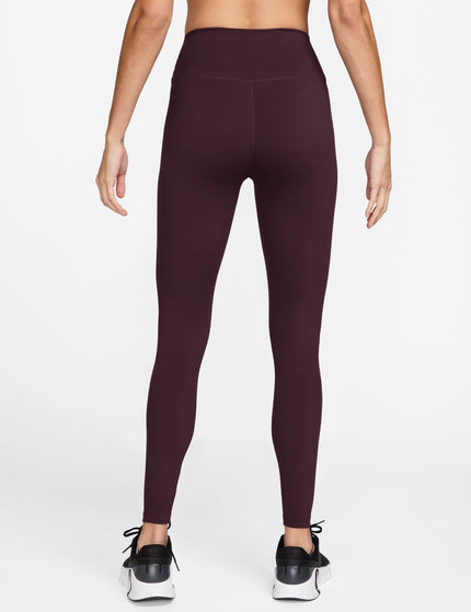 Nike One High Waisted Full Length Leggings - Burgundy Crush/Whiteimage2- The Sports Edit