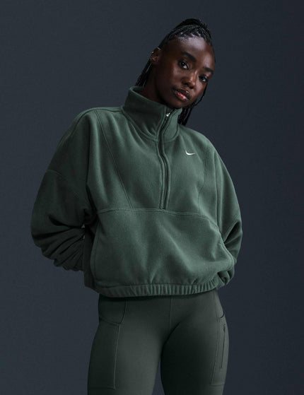 Nike One Oversized 1/2-Zip Fleece Top - Vintage Green/Whiteimage1- The Sports Edit
