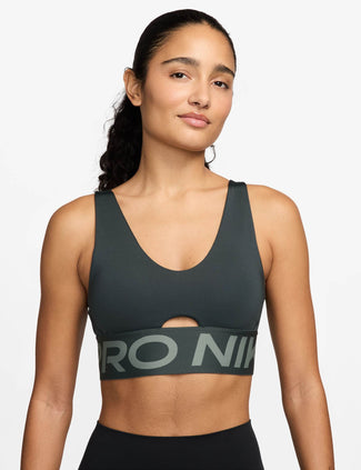 Pro Indy Plunge Medium-Support Sports Bra - Seaweed/Clay Green/White