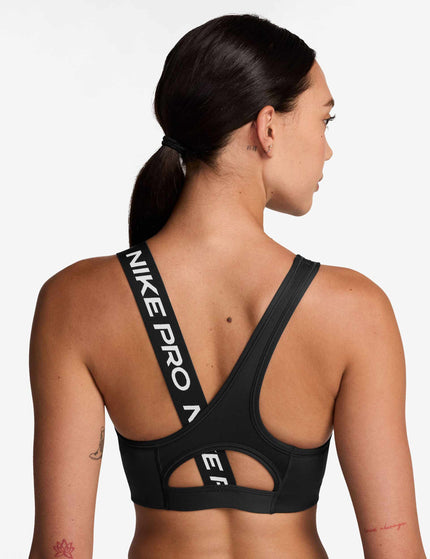 Nike Pro Swoosh Asymmetrical Bra - Black/Whiteimage2- The Sports Edit