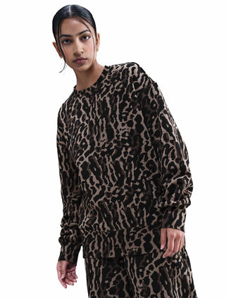 Sportswear Phoenix Fleece Oversized Printed Sweatshirt - Black/Ironstone/Black