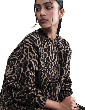 Sportswear Phoenix Fleece Oversized Printed Sweatshirt - Black/Ironstone/Black
