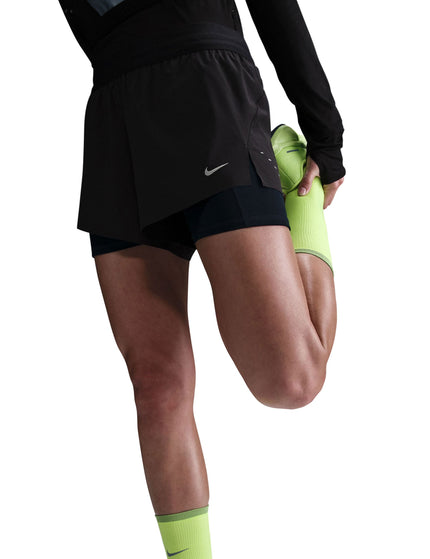 Nike Swift Dri-FIT Mid-Rise 2-in-1 Running Shorts - Black/Reflective Silverimage1- The Sports Edit