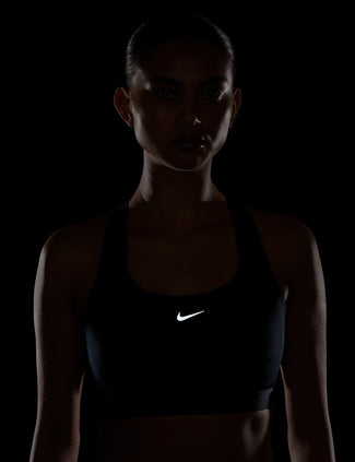 Swift High-Support Lightly Lined Sports Bra - Black/Reflective Silver